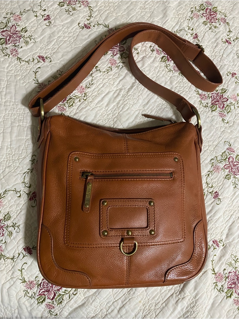 Carpisa brown crossbody slouch hobo satchel purse